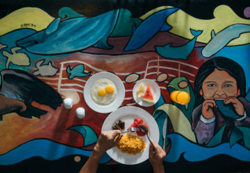 Dining at the painted table