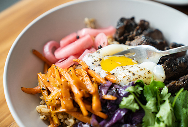  One of the café's bestsellers is steak and eggs