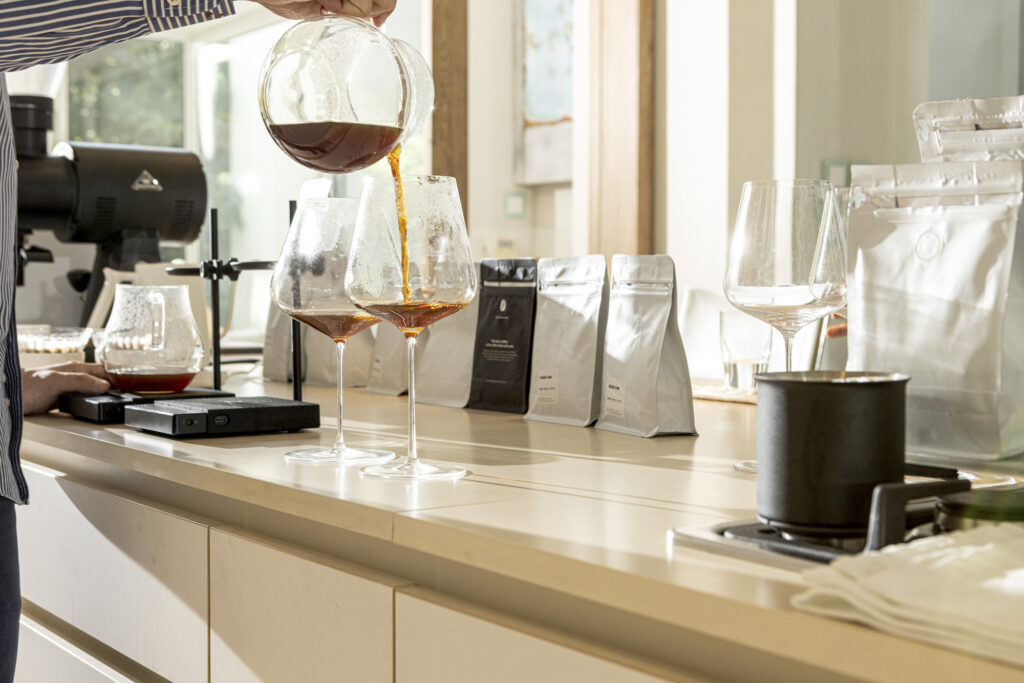 Wine glasses like this Zalto Burgundy glass, says Gio Visitacion, enhances the coffee's complex flavors