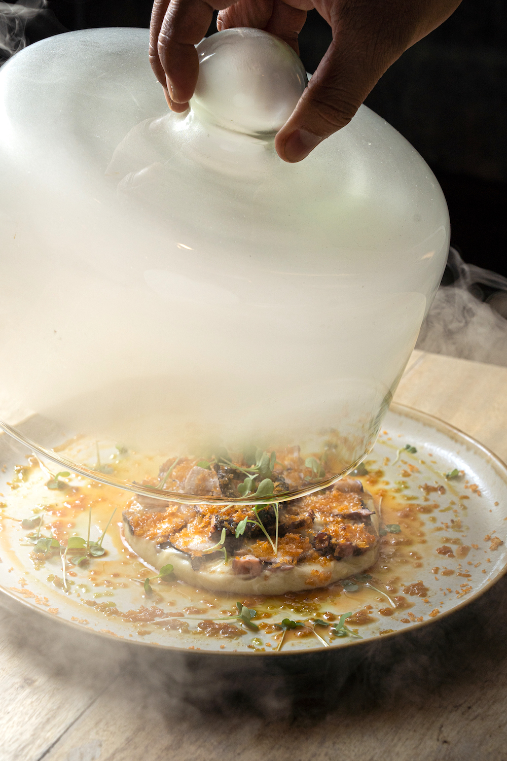 Fire grilled octopus carpaccio