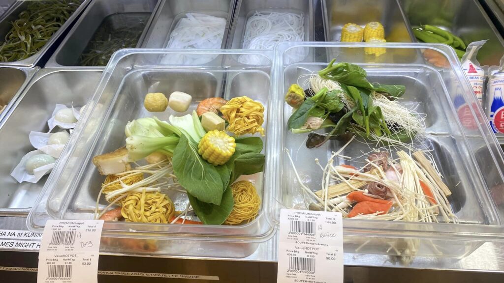 The process is simple: choose from a selection of ingredients and then weigh them at the counter so you know how you are charged